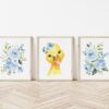 Blue Flowers Duck Nursery Prints, Farm Animals, Nursery Wall Art, Boy Nursery Decor, Printable File, SH06