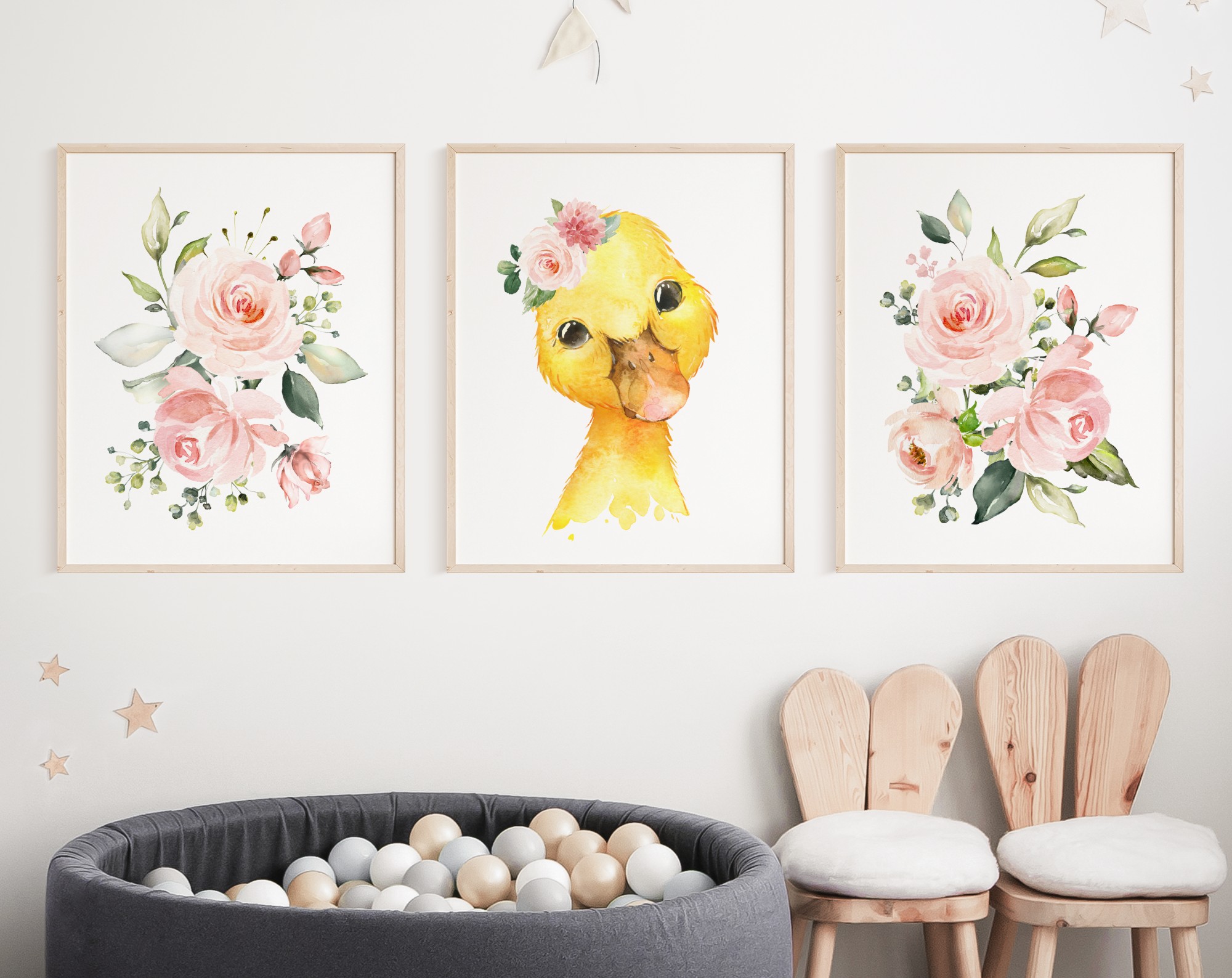 Pink Flowers Duck Nursery Prints, Farm Animals, Nursery Wall Art, Girl Nursery Decor, Printable File, SH06 Pink Flowers Duck Nursery Prints, Farm Animals, Nursery Wall Art, Girl Nursery Decor, Printable File, SH06