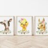 Pink Flowers Farm Animals Nursery Prints, Nursery Wall Art, Girl Nursery Decor, Printable File, SH06 Pink Flowers Farm Animals Nursery Prints, Nursery Wall Art, Girl Nursery Decor, Printable File, SH06