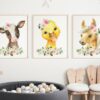 Pink Flowers Farm Animals Nursery Prints, Nursery Wall Art, Girl Nursery Decor, Printable File, SH06 Pink Flowers Farm Animals Nursery Prints, Nursery Wall Art, Girl Nursery Decor, Printable File, SH06