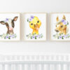 Purple Flowers Farm Animals Nursery Prints, Nursery Wall Art, Gender Neutral Nursery, Printable File, SH06