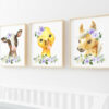 Purple Flowers Farm Animals Nursery Prints, Nursery Wall Art, Gender Neutral Nursery, Printable File, SH06
