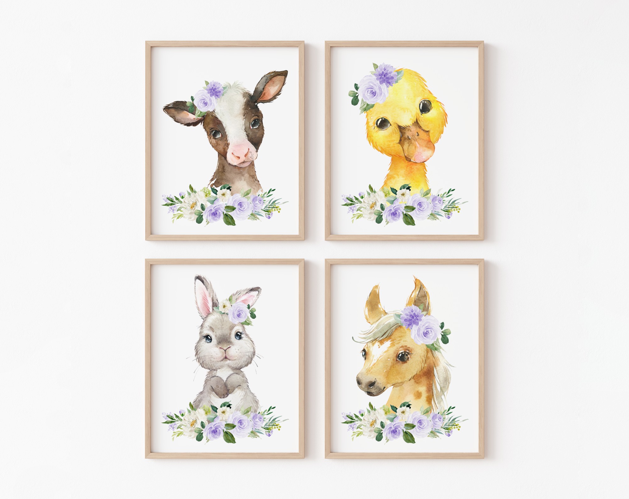 Purple Flowers Farm Animals Nursery Prints, Nursery Wall Art, Gender Neutral Nursery, Printable File, SH06 Purple Flowers Farm Animals Nursery Prints, Nursery Wall Art, Gender Neutral Nursery, Printable File, SH06