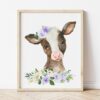 Purple Flowers Farm Animals Nursery Prints, Nursery Wall Art, Gender Neutral Nursery, Printable File, SH06