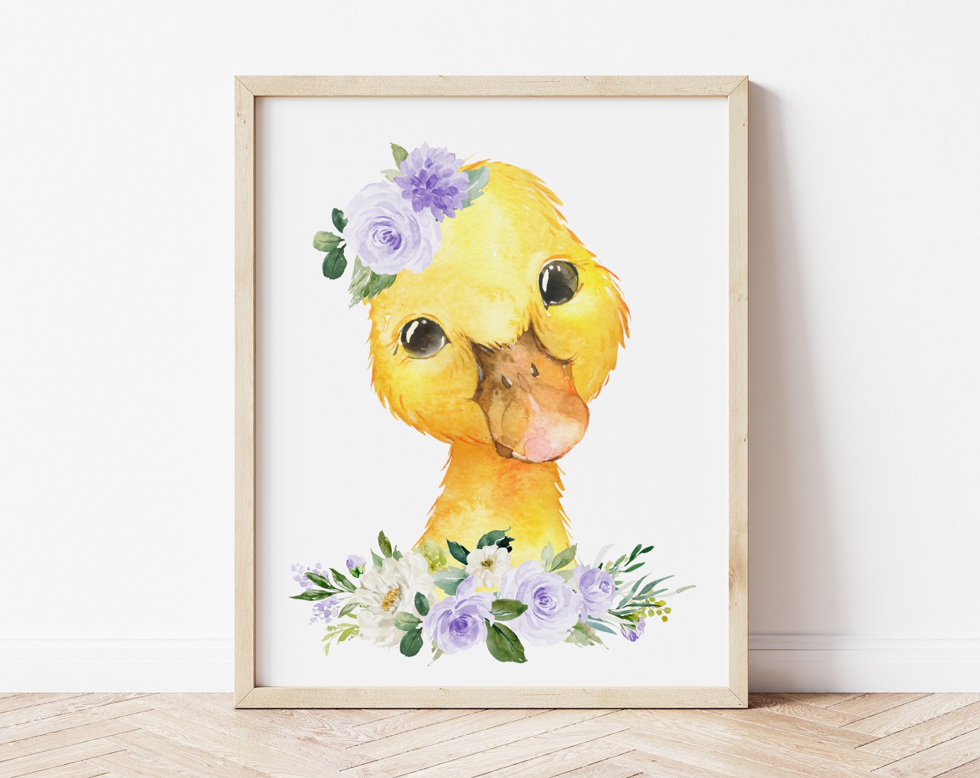 Purple Flowers Farm Animals Nursery Prints, Nursery Wall Art, Gender Neutral Nursery, Printable File, SH06