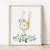 Purple Flowers Baby Woodland Animals Nursery Prints, Nursery Wall Art, Gender Neutral Nursery, Printable File, SH09