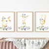 Purple Flowers Baby Woodland Animals Nursery Prints, Nursery Wall Art, Gender Neutral Nursery, Printable File, SH09