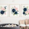 Navy and Blush Flowers Nursery Prints, Nursery Wall Art, Gender Neutral Nursery, Printable File, SH10 Navy and Blush Flowers Nursery Prints, Nursery Wall Art, Gender Neutral Nursery, Printable File, SH10