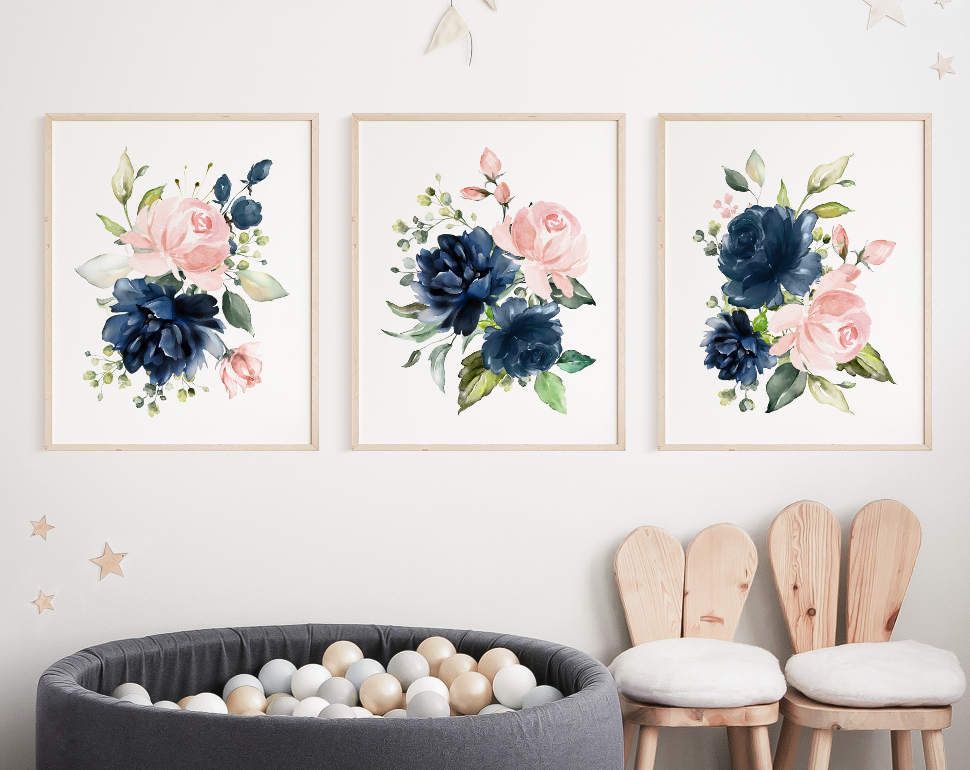 Navy and Blush Flowers Nursery Prints, Nursery Wall Art, Gender Neutral Nursery, Printable File, SH10 Navy and Blush Flowers Nursery Prints, Nursery Wall Art, Gender Neutral Nursery, Printable File, SH10