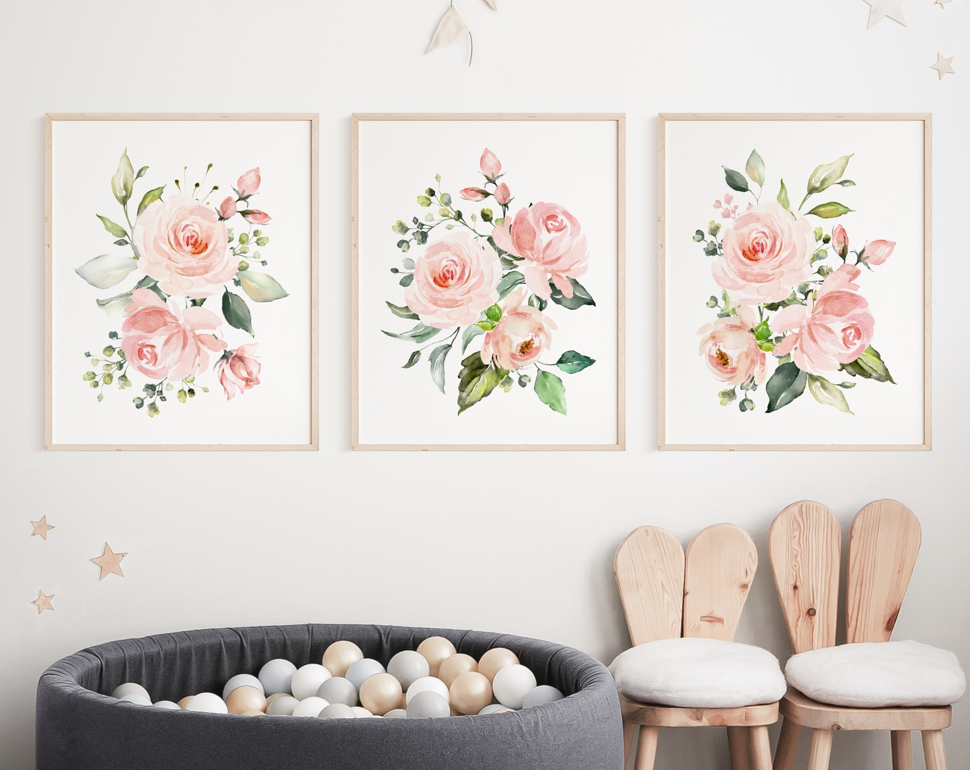 Pink Flowers Nursery Prints, Nursery Wall Art, Girl Nursery Decor, Printable File, SH10 Pink Flowers Nursery Prints, Nursery Wall Art, Girl Nursery Decor, Printable File, SH10