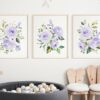 Purple Flowers Nursery Prints, Nursery Wall Art, Gender Neutral, Printable File, SH10