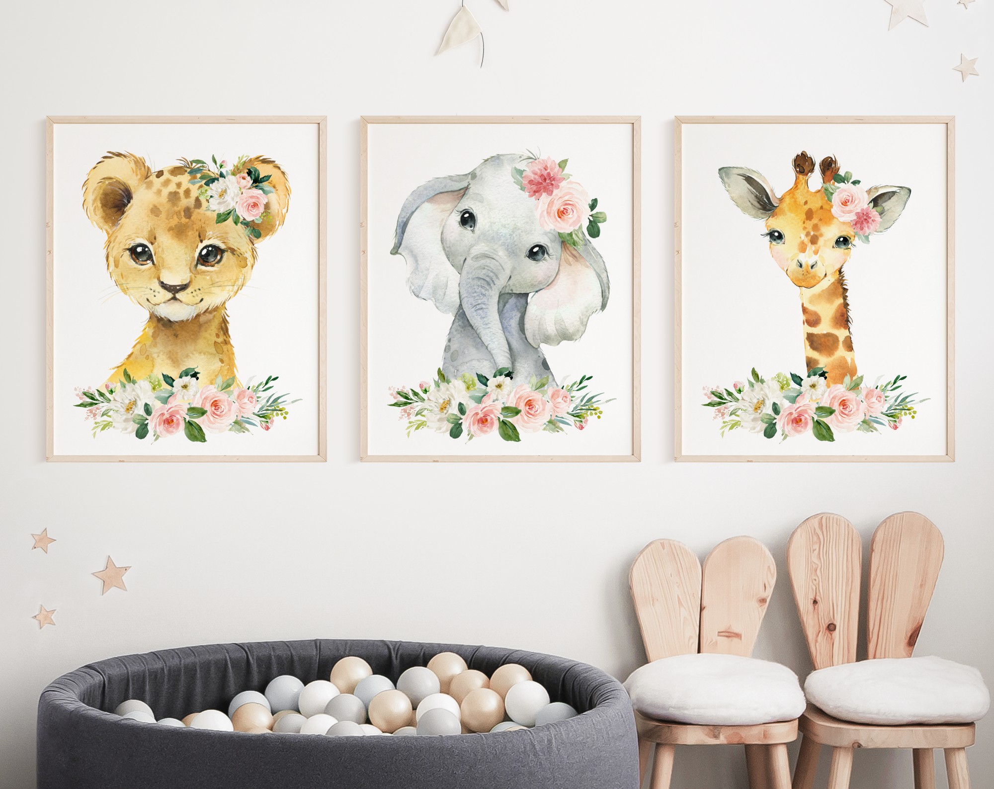 Pink Flowers Jungle Animals Nursery Prints, Nursery Wall Art, Girl Nursery Decor, Printable File, SH11 Pink Flowers Jungle Animals Nursery Prints, Nursery Wall Art, Girl Nursery Decor, Printable File, SH11