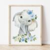 Blue Flowers Jungle Animals Nursery Prints, Nursery Wall Art, Boy Nursery Decor, Printable File, SH11