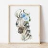 Blue Flowers Zebra Nursery Prints, Jungle Animals, Nursery Wall Art, Boy Nursery Decor, Printable File, SH11