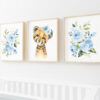 Blue Flowers Cheetah Nursery Prints, Jungle Animals, Nursery Wall Art, Boy Nursery Decor, Printable File, SH11