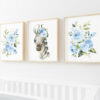 Blue Flowers Zebra Nursery Prints, Jungle Animals, Nursery Wall Art, Boy Nursery Decor, Printable File, SH11