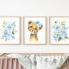 Blue Flowers Cheetah Nursery Prints, Jungle Animals, Nursery Wall Art, Boy Nursery Decor, Printable File, SH11