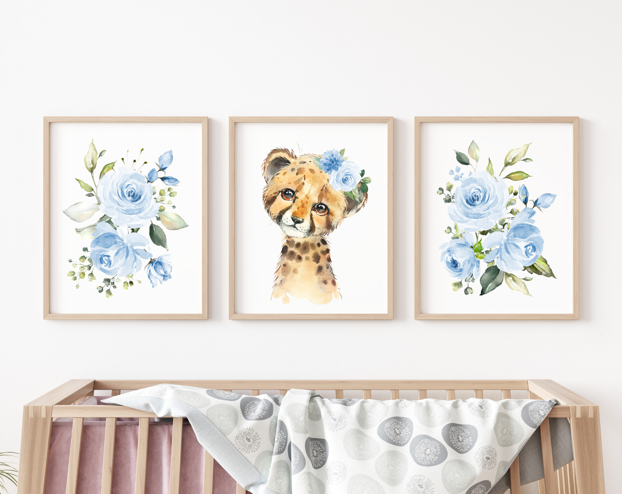 Blue Flowers Cheetah Nursery Prints, Jungle Animals, Nursery Wall Art, Boy Nursery Decor, Printable File, SH11 Blue Flowers Cheetah Nursery Prints, Jungle Animals, Nursery Wall Art, Boy Nursery Decor, Printable File, SH11