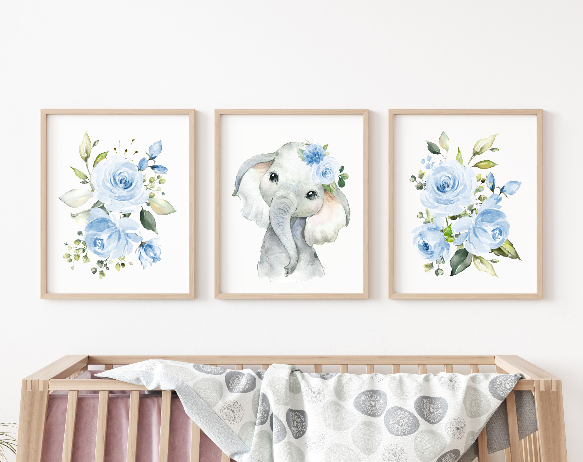 Blue Flowers Elephant Nursery Prints, Jungle Animals, Nursery Wall Art, Boy Nursery Decor, Printable File, SH11 Blue Flowers Elephant Nursery Prints, Jungle Animals, Nursery Wall Art, Boy Nursery Decor, Printable File, SH11