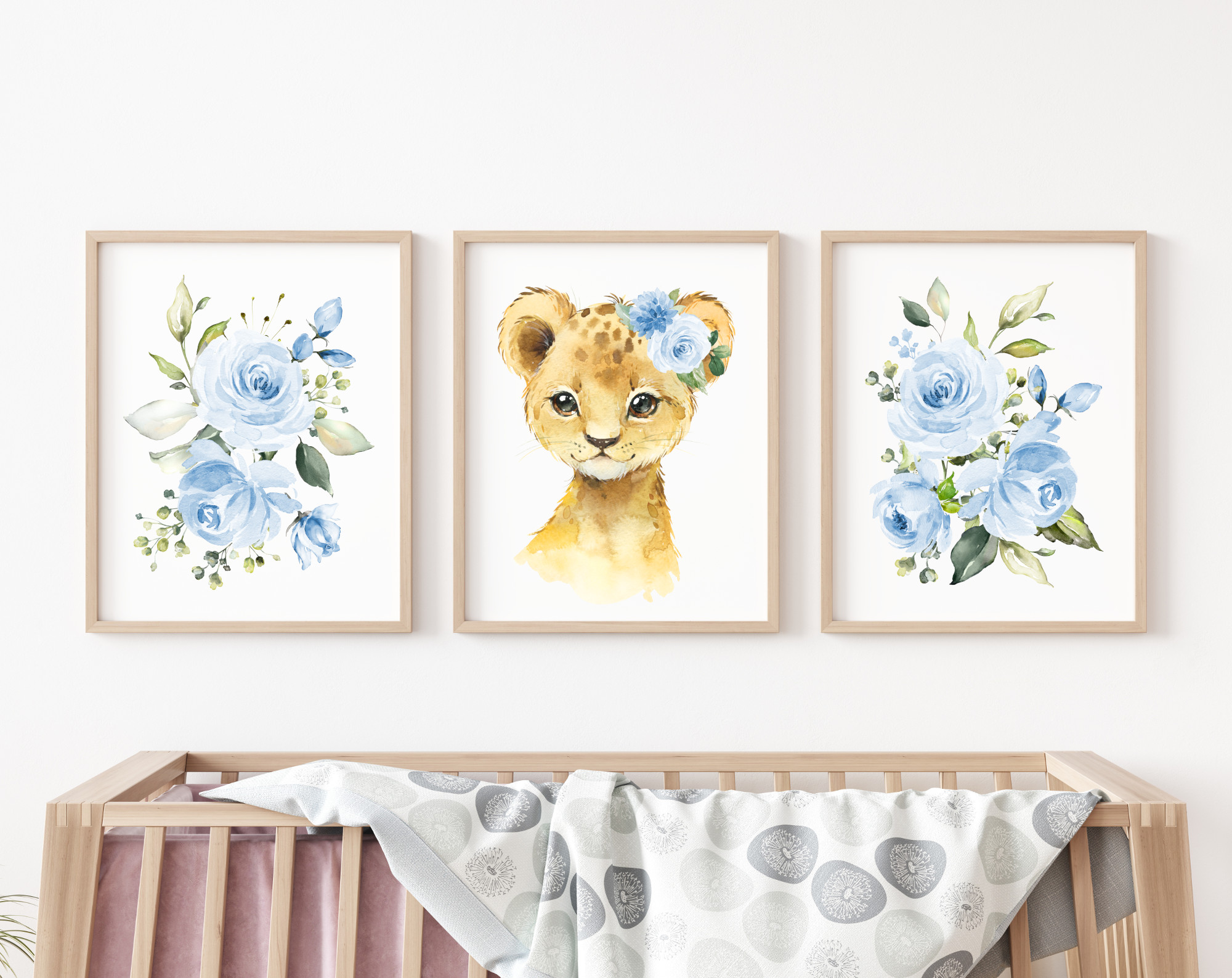 Blue Flowers Lion Nursery Prints, Jungle Animals, Nursery Wall Art, Boy Nursery Decor, Printable File, SH11 Blue Flowers Lion Nursery Prints, Jungle Animals, Nursery Wall Art, Boy Nursery Decor, Printable File, SH11