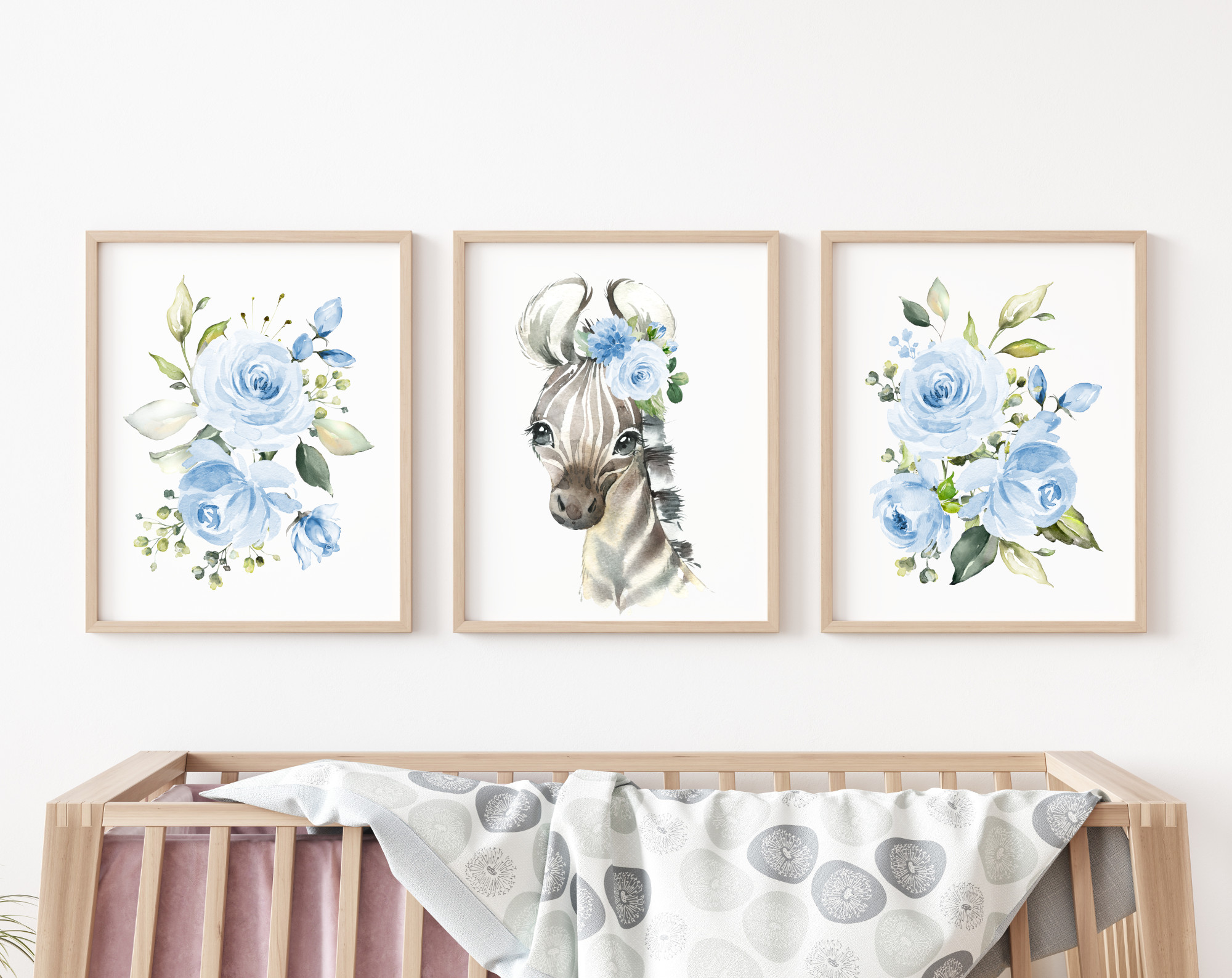 Blue Flowers Zebra Nursery Prints, Jungle Animals, Nursery Wall Art, Boy Nursery Decor, Printable File, SH11 Blue Flowers Zebra Nursery Prints, Jungle Animals, Nursery Wall Art, Boy Nursery Decor, Printable File, SH11