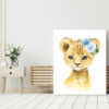 Blue Flowers Lion Nursery Prints, Jungle Animals, Nursery Wall Art, Boy Nursery Decor, Printable File, SH11