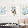 Blue Flowers Zebra Nursery Prints, Jungle Animals, Nursery Wall Art, Boy Nursery Decor, Printable File, SH11