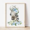 Blue Flowers Jungle Animals Nursery Prints, Nursery Wall Art, Boy Nursery Decor, Printable File, SH11