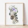 Purple Flowers Zebra Nursery Prints, Jungle Animals, Nursery Wall Art, Gender Neutral Nursery, Printable File, SH11