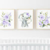 Purple Flowers Elephant Nursery Prints, Jungle Animals, Nursery Wall Art, Gender Neutral Nursery, Printable File, SH11 Purple Flowers Elephant Nursery Prints, Jungle Animals, Nursery Wall Art, Gender Neutral Nursery, Printable File, SH11
