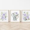 Purple Flowers Elephant Nursery Prints, Jungle Animals, Nursery Wall Art, Gender Neutral Nursery, Printable File, SH11 Purple Flowers Elephant Nursery Prints, Jungle Animals, Nursery Wall Art, Gender Neutral Nursery, Printable File, SH11