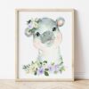 Purple Flowers Jungle Animals Nursery Prints, Nursery Wall Art, Gender Neutral Nursery, Printable File, SH11