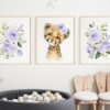 Purple Flowers Cheetah Nursery Prints, Jungle Animals, Nursery Wall Art, Gender Neutral Nursery, Printable File, SH11 Purple Flowers Cheetah Nursery Prints, Jungle Animals, Nursery Wall Art, Gender Neutral Nursery, Printable File, SH11