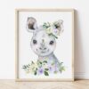 Purple Flowers Jungle Animals Nursery Prints, Nursery Wall Art, Gender Neutral Nursery, Printable File, SH11