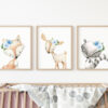 Blue Flowers Boho Woodland Animals Nursery Prints, Nursery Wall Art, Boy Nursery Decor, Printable File, SH12