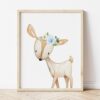 Blue Flowers Boho Woodland Animals Nursery Prints, Nursery Wall Art, Boy Nursery Decor, Printable File, SH12