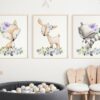 Purple Flowers Boho Woodland Animals Nursery Wall Art, Nursery Prints, Gender Neutral Nursery, Printable File, SH12