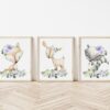 Purple Flowers Boho Woodland Animals Nursery Wall Art, Nursery Prints, Gender Neutral Nursery, Printable File, SH12