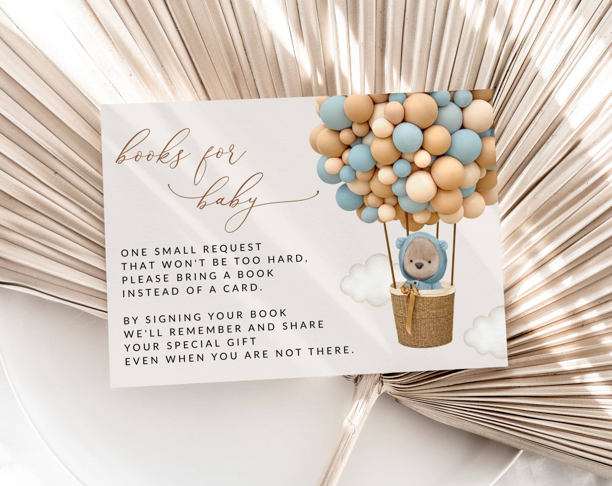 Bear and Blue Balloons Baby Shower Invitation Suite, Boy Baby Shower, Printable File, Edit Yourself, SH17