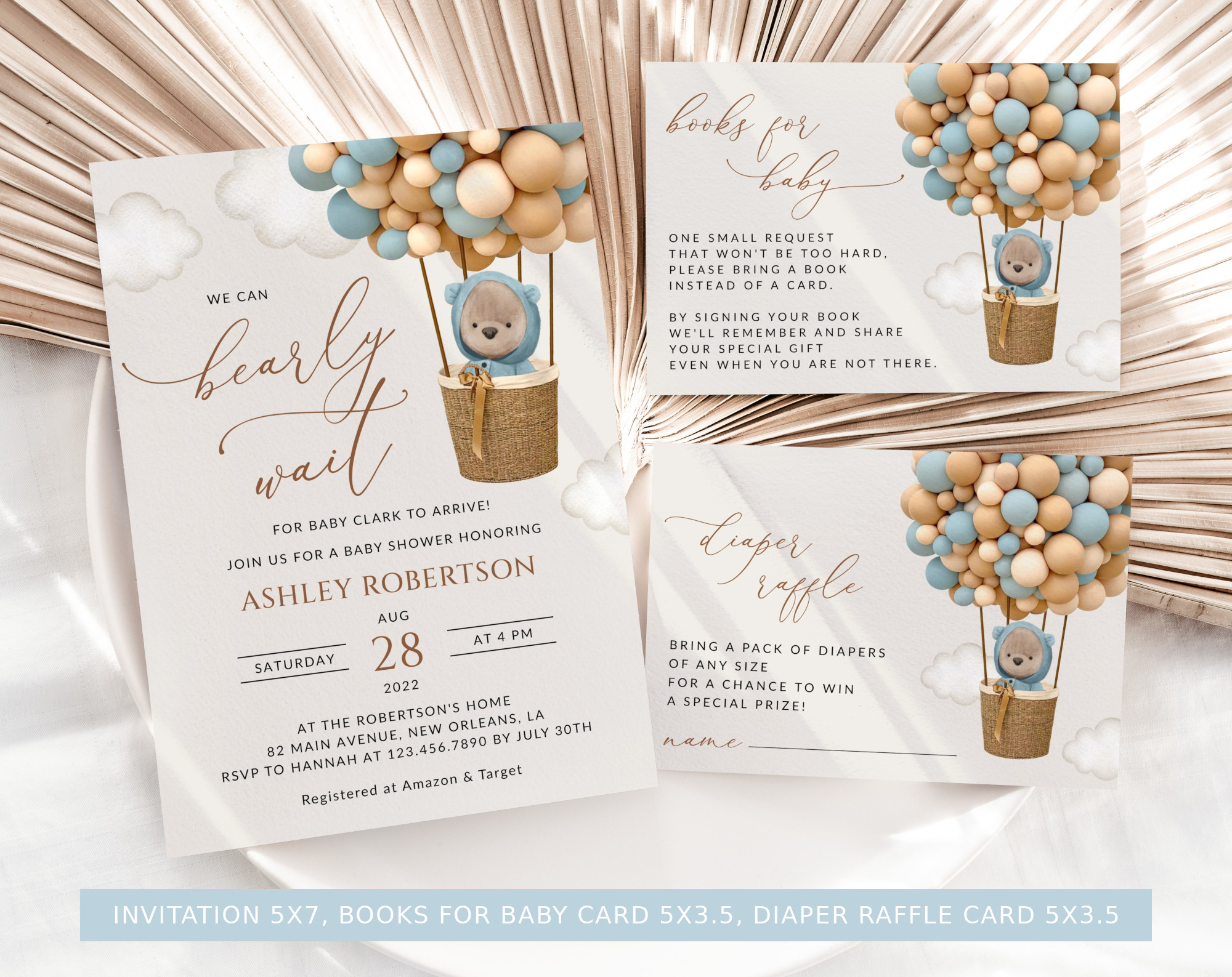 Bear and Blue Balloons Baby Shower Bundle, Boy Baby Shower, Printable File, Edit Yourself, SH17 Bear and Blue Balloons Baby Shower Bundle, Boy Baby Shower, Printable File, Edit Yourself, SH17