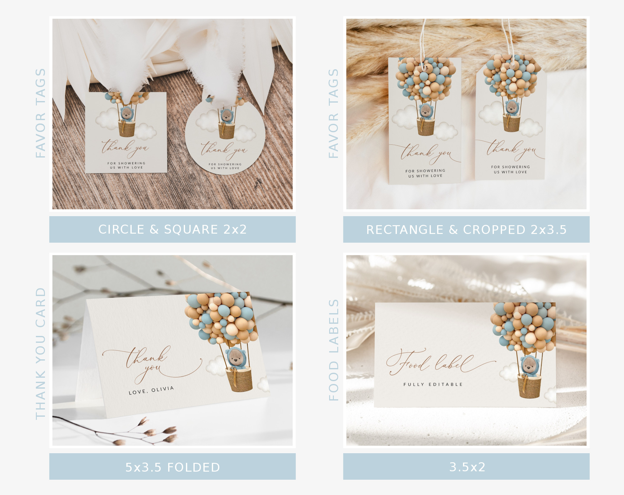 Bear and Blue Balloons Baby Shower Bundle, Boy Baby Shower, Printable File, Edit Yourself, SH17 Bear and Blue Balloons Baby Shower Bundle, Boy Baby Shower, Printable File, Edit Yourself, SH17