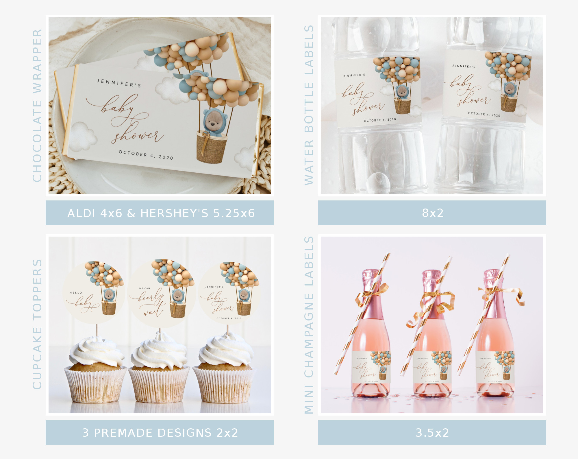 Bear and Blue Balloons Baby Shower Bundle, Boy Baby Shower, Printable File, Edit Yourself, SH17 Bear and Blue Balloons Baby Shower Bundle, Boy Baby Shower, Printable File, Edit Yourself, SH17