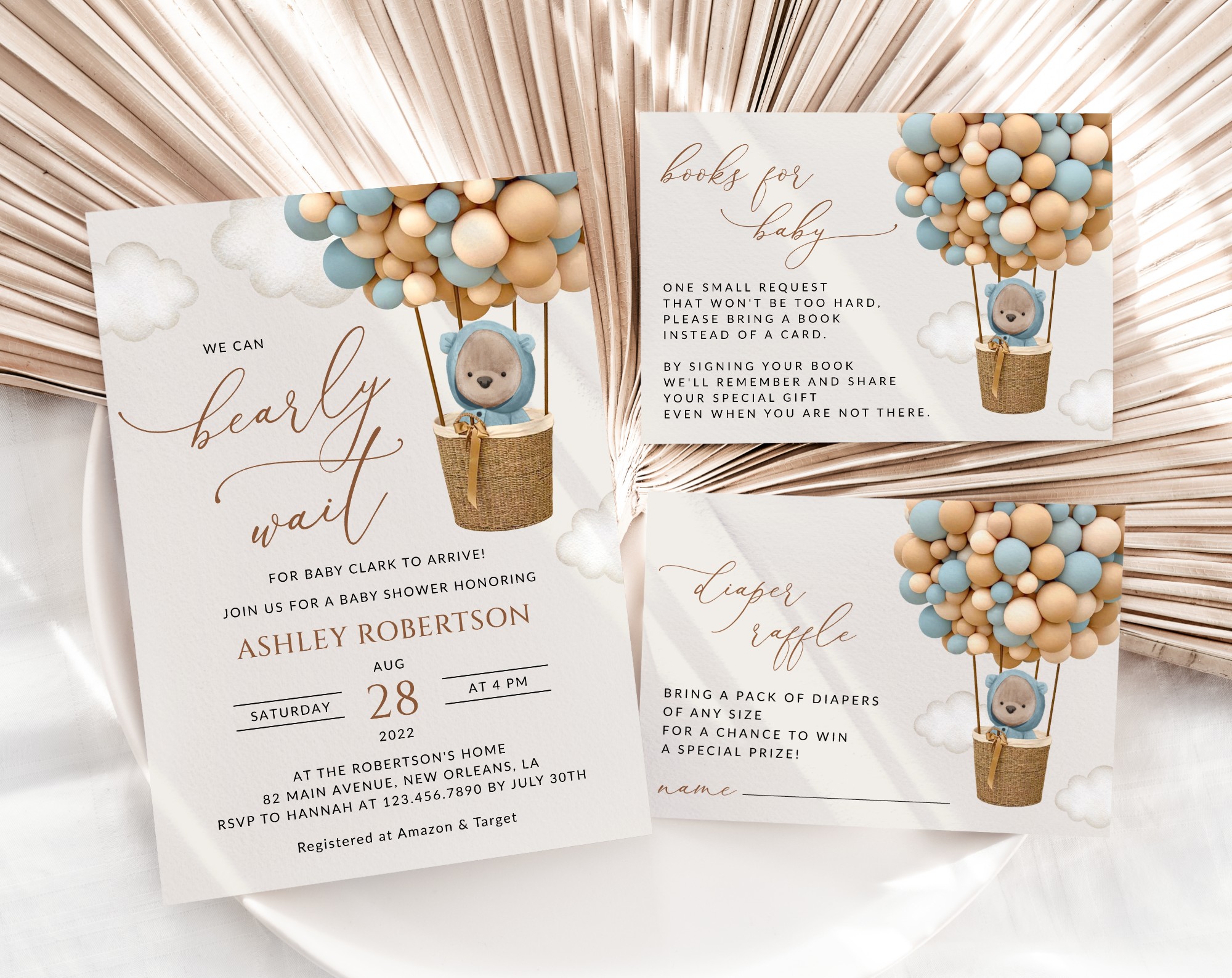 Bear and Blue Balloons Baby Shower Invitation Suite, Boy Baby Shower, Printable File, Edit Yourself, SH17 Bear and Blue Balloons Baby Shower Invitation Suite, Boy Baby Shower, Printable File, Edit Yourself, SH17