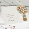 Bear and Blue Balloons Thank You Card, Boy Baby Shower, Printable File, Edit Yourself, SH17