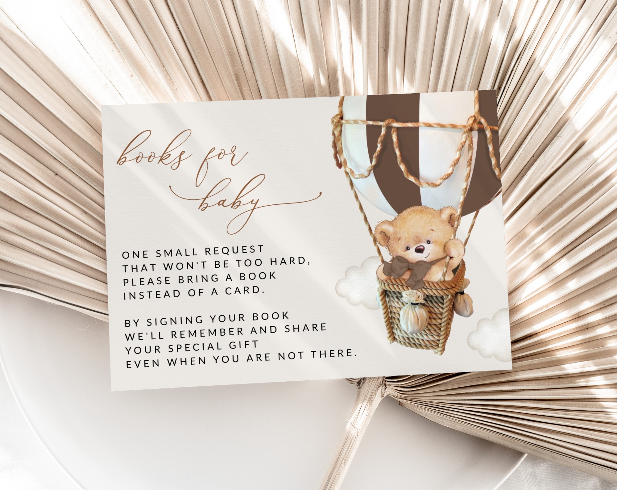 Bear in Brown Balloon Baby Shower Invitation Suite, Gender Neutral Baby Shower, Printable File, Edit Yourself, SH19