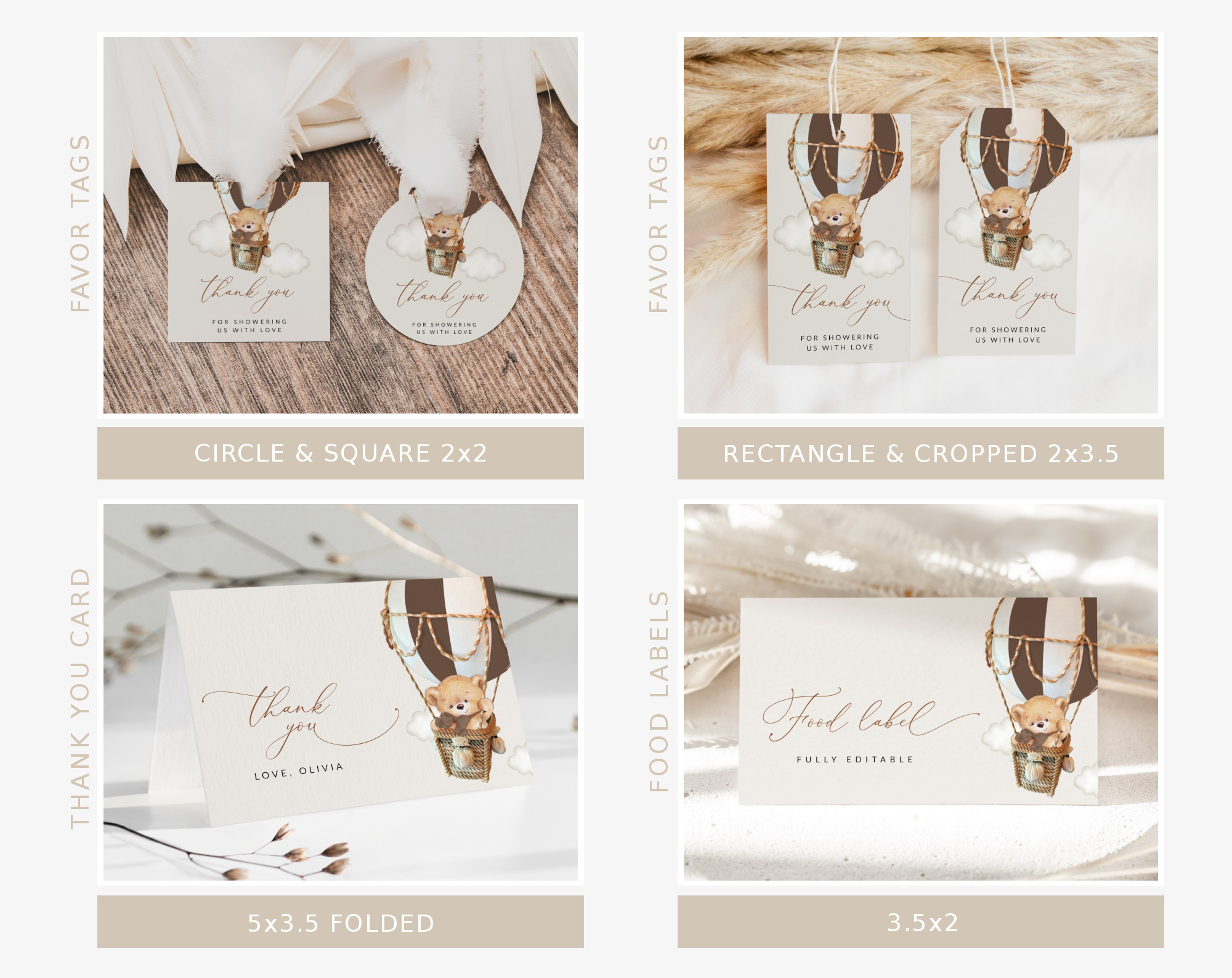 Bear in Brown Balloon Baby Shower Bundle, Gender Neutral Baby Shower, Printable File, Edit Yourself, SH19 Bear in Brown Balloon Baby Shower Bundle, Gender Neutral Baby Shower, Printable File, Edit Yourself, SH19