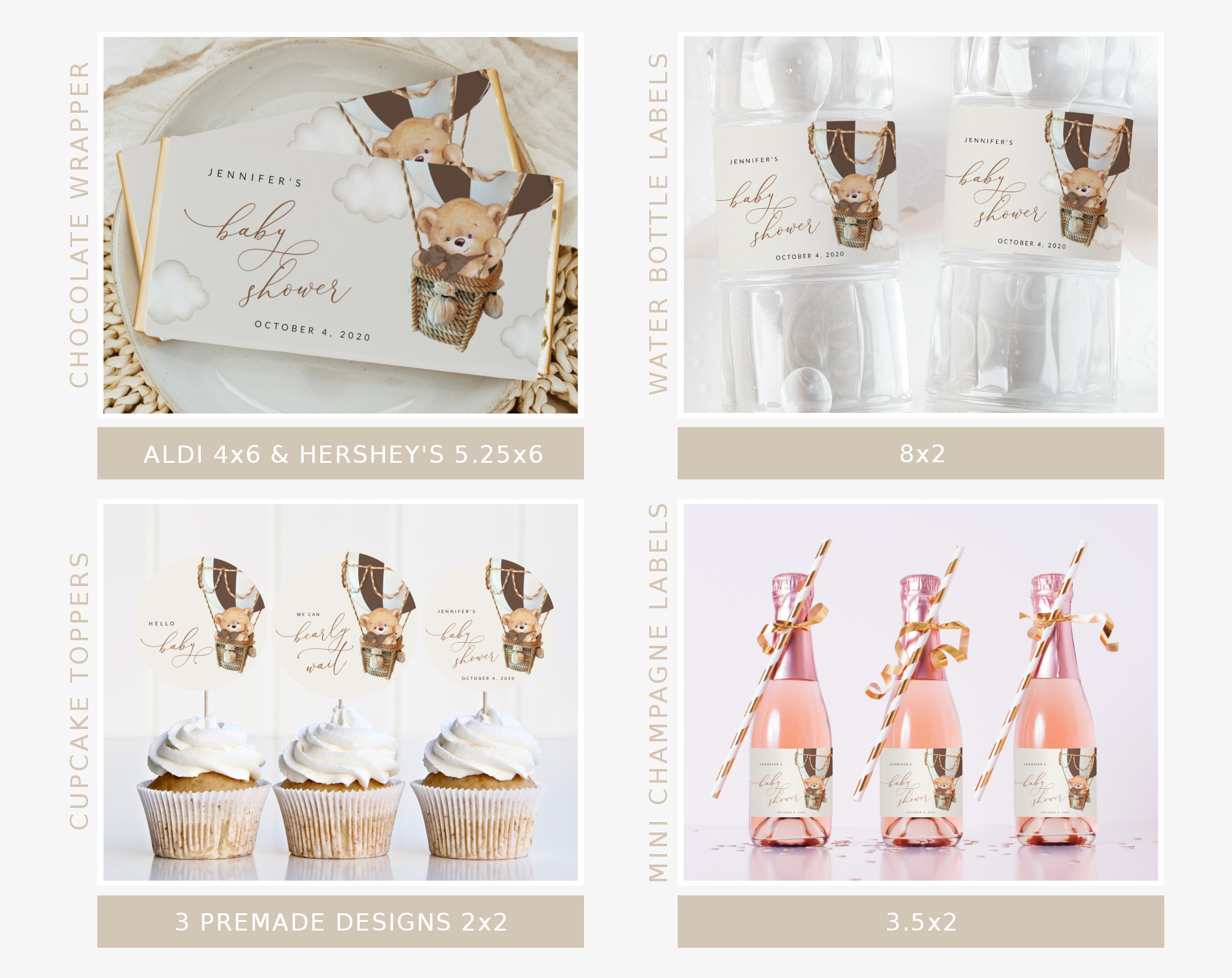 Bear in Brown Balloon Baby Shower Bundle, Gender Neutral Baby Shower, Printable File, Edit Yourself, SH19 Bear in Brown Balloon Baby Shower Bundle, Gender Neutral Baby Shower, Printable File, Edit Yourself, SH19