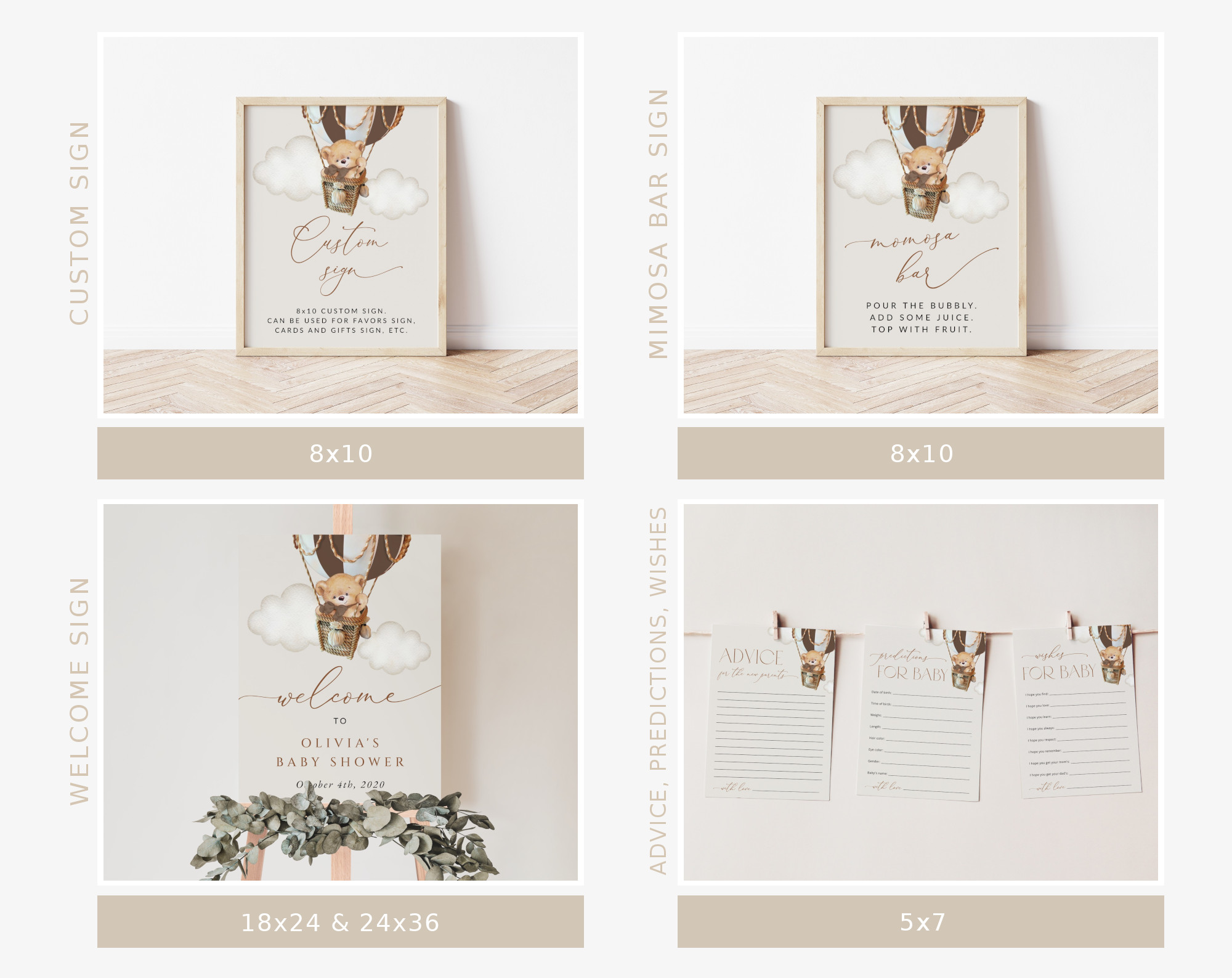 Bear in Brown Balloon Baby Shower Bundle, Gender Neutral Baby Shower, Printable File, Edit Yourself, SH19 Bear in Brown Balloon Baby Shower Bundle, Gender Neutral Baby Shower, Printable File, Edit Yourself, SH19