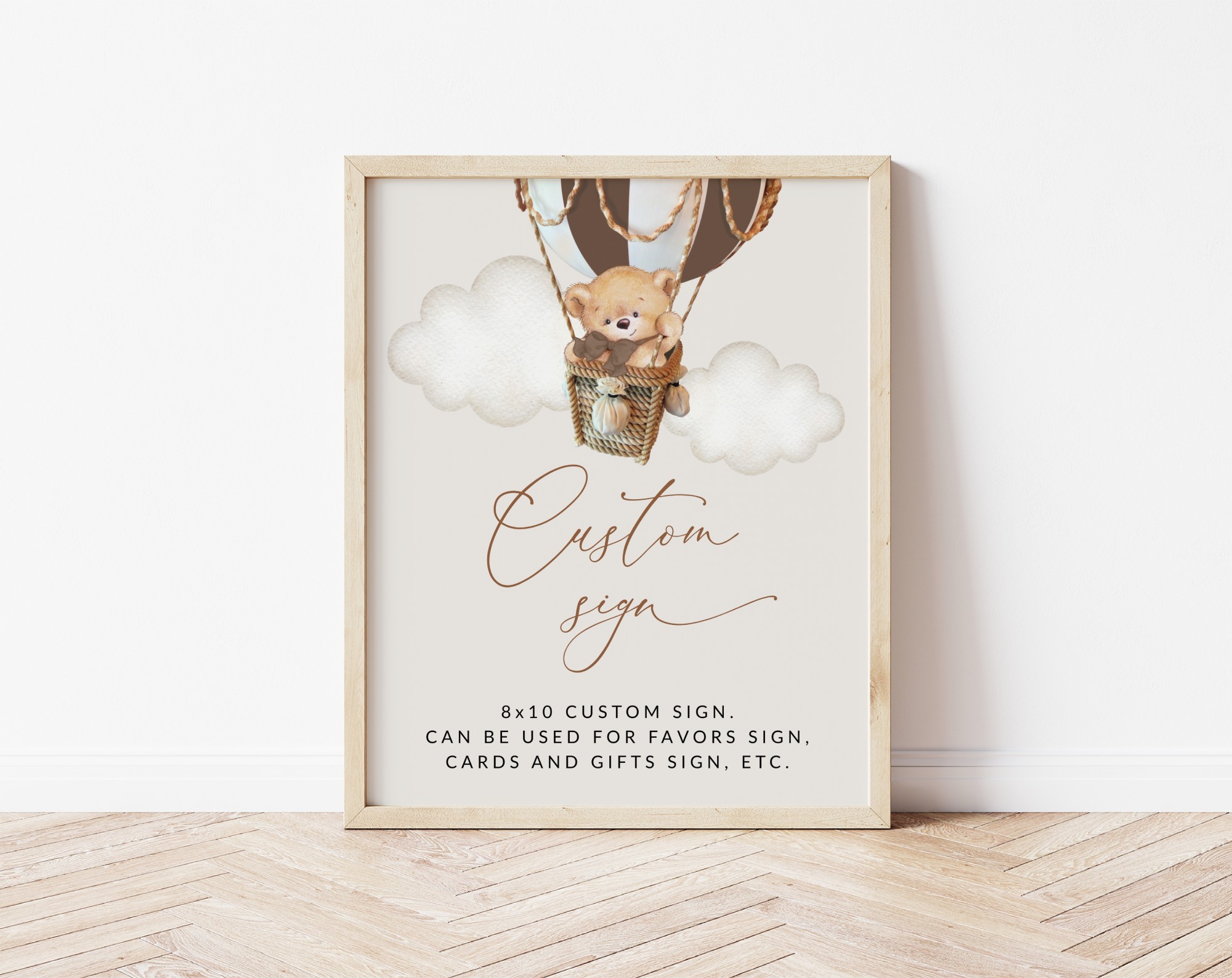 Bear in Brown Balloon Custom Sign, Baby Shower Sign, Gender Neutral Baby Shower, Printable File, Edit Yourself, SH19 Bear in Brown Balloon Custom Sign, Baby Shower Sign, Gender Neutral Baby Shower, Printable File, Edit Yourself, SH19