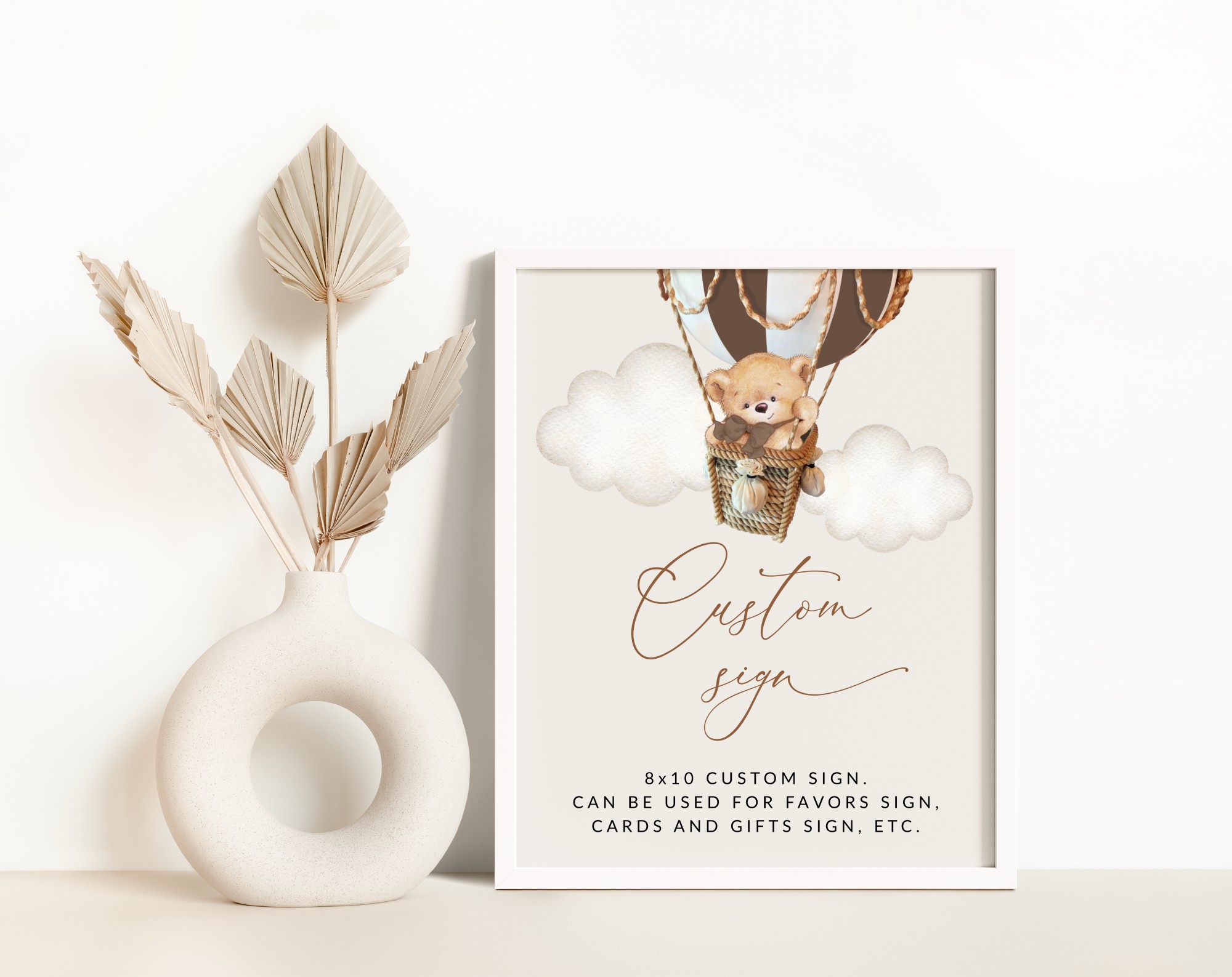 Bear in Brown Balloon Custom Sign, Printable File, Edit Yourself, SH19 SH79